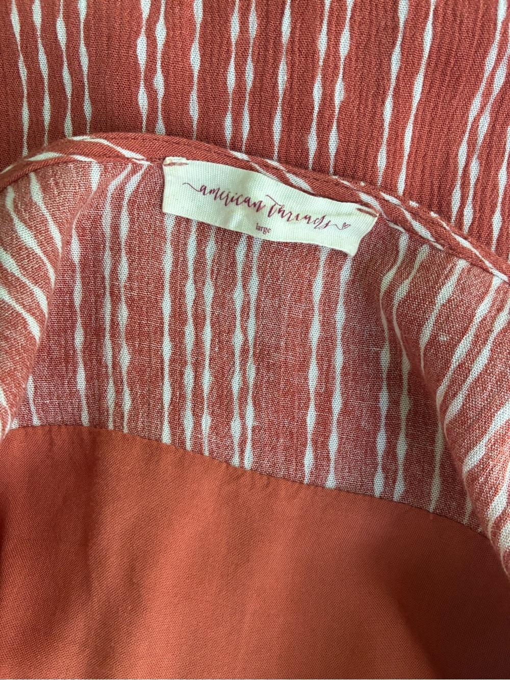 American Threads Boho Rust-White Striped Tie-Front Dress - Picture 8 of 9